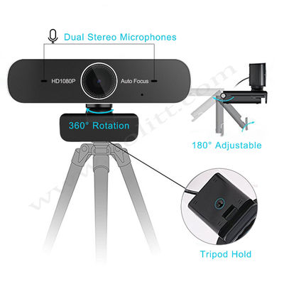 80 gradi di USB del computer di autofocus pieno del webcam HD 1080P 60FPS