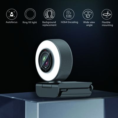 Formato di autofocus H.264 della macchina fotografica di Live Streaming Webcam USB con Ring Light